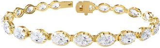 Diamond2Deal 18k Vermeil Plated Silver 11 Ct Oval Cut Lab Grown Diamond Tennis Bracelet 7 VVS-VS, E-F