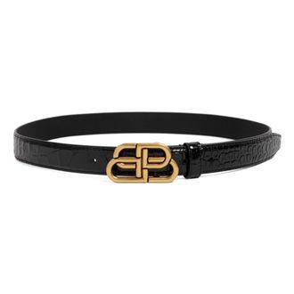 Balenciaga BB Cintur&oacute;n Delgado - Accessories - Mujer - Negro - 80 CM
