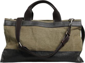 Dolce & Gabbana Mens Two-Tone Canvas And Leather Shoulder Bag Green