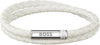 BOSS Double-braided white cuff with logo closure
