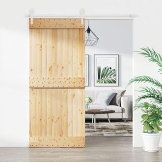 vidaXL Puerta Corredera Con Herrajes Madera Maciza De Pino 90x210 Cm Vidaxl