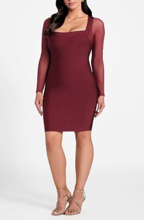Marciano Kassandra Long Sleeve Bandage Dress in Burgundy at Nordstrom, Size 10 Us