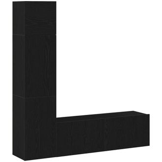 vidaXL Conjunto De Mueble De Tv 4 Pcs Roble Negro 130,5 X 30 X 140 Cm Vidaxl