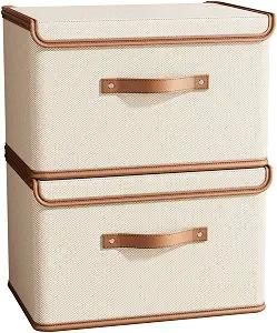 OEM Paquete De 2 Cajas De Almacenamiento Con Tapa, Contenedor Organizador De Armario Plegable, Caja De Almacenamiento De Tela Con Asa, Caja De Almacenamie