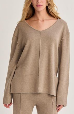 Crescent V-neck Lounge Sweater Knit Top in Taupe at Nordstrom, Size Small