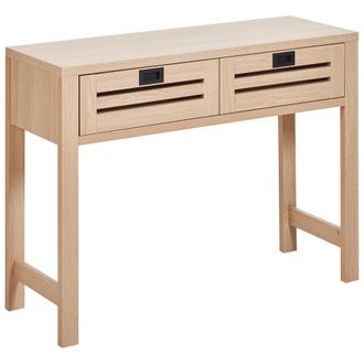 Beliani Beliani - Consola De 2 Cajones Efecto Madera Conglomerado Tiradores Negros Sala De Estar Moderna Tono Madera Clara Randa