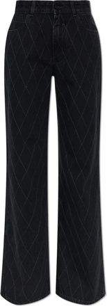 Balmain Wijde broek - Dames - Wijde Broeken - Zwart - L - Katoen - Broeken