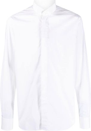 Corneliani bib-collar cotton shirt - men - Cotton - 40 - White