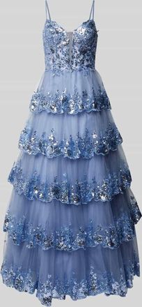 Luxuar Luxuar Abendkleid im Stufen-Look in Rauchblau, Gr&ouml;&szlig;e 42