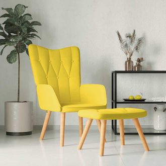 vidaXL Silla De Relajaci&oacute;n Taburete Tela Amarillo Vidaxl