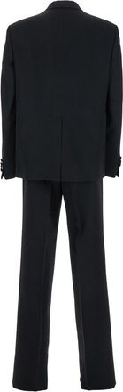 Gucci Mens Black Double-Breasted Suit With G Detail Wool Suits
