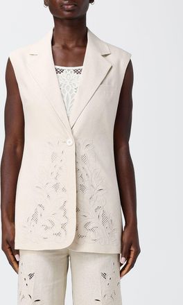 Twinset Gilet in lino e viscosa con ricami Twinset
