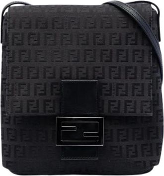 Fendi Pre-owned Vintage Canvas Crossbody Tas - Dames - Vintage Schoudertas - Zwart - ONE Size - Vintage