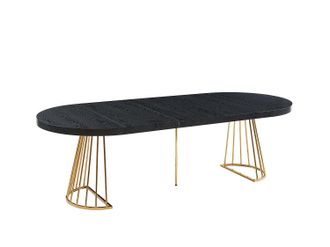 Vente-Unique Tavolo da pranzo allungabile da 2 a 12 coperti in MDF e Acciaio Nero e dorato - FIRELA