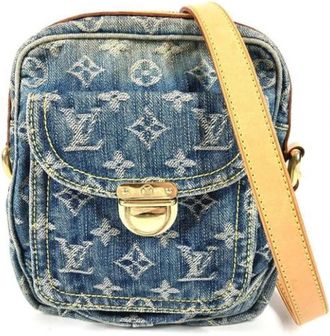 Louis Vuitton Pre-owned Pochette Schoudertas - Dames - Vintage Schoudertas - Blauw - ONE Size - Denim - Vintage