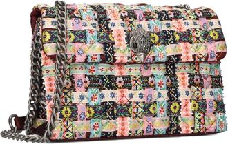 Kurt Geiger Tassen, Dames, Veelkleurig, ONE Size, Wol, Rode Schoudertas Medium Kensington