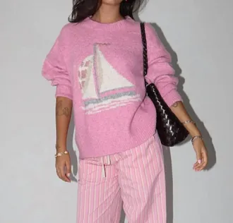Bailey Rose Womens Come Sail Away Sweater In French Pink