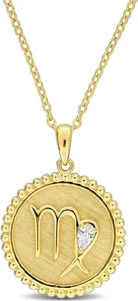 Mimi & Max 1/6ct TGW Created White Sapphire Pisces Zodiac Sign Necklace Yellow Silver