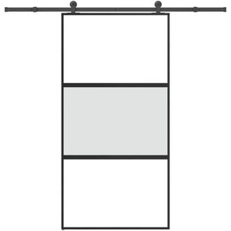 vidaXL Puerta Corredera Set Herrajes Vidrio Templado Aluminio