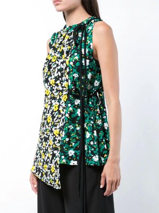 Proenza Schouler Floral Asymmetrical Top In Green Multi