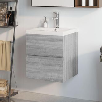 vidaXL Mueble De Ba&ntilde;o Con Lavabo Madera Contrachapada Gris Sonoma Vidaxl