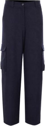 Pinko Caldaro Broek - Dames - Wijde Broeken - Blauw - S - Wol - Broeken