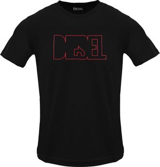 Diesel Heren Logo Outline T-Shirt (Zwarte Kaviaar)