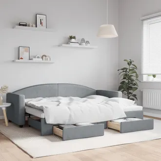 vidaXL Sof&aacute; Cama Nido Con Cajones Tela Gris Claro 80x200 Cm Vidaxl