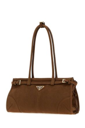 Prada Womens Brown Nabuk Prada Bonnie Shoulder Bag Cacao Borse A Mano