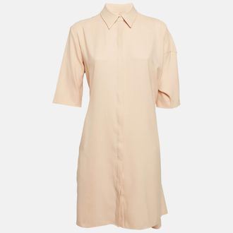 Victoria Beckham Orange Button Front Tie-Up Waist Short Dress