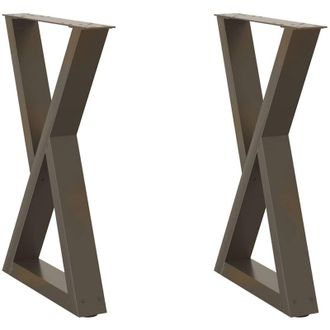 vidaXL Vidaxl - Patas Para Mesa De Comedor (2 Unidades, Acero Natural, 60 X 72-73,3 Cm)