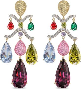 Anabela Chan Orecchini Tutti Frutti Chandelier in oro vermeil 18 carati con pietre e diamanti