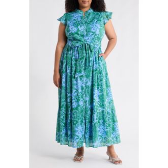 Sugarlips Tressa Floral Print Maxi Dress in Kelly-Blue-Mul at Nordstrom, Size 1X