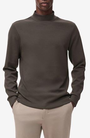 Mango Slim Fit Long Sleeve Mock Neck Thermolite T-Shirt in Mink Grey at Nordstrom, Size X-Small