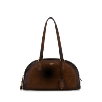 Prada Brown Suede Medium Prada Bowling Shoulder Bag