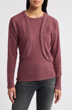 Loveappella Rib Tank & Shrug Set in Wine at Nordstrom, Size X-Large