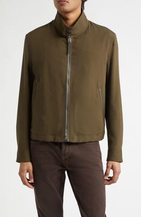 Tom Ford Virgin Wool, Cashmere & Silk Harrington Jacket in Green Wood at Nordstrom, Size 36 Us