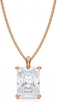 Allurez Radiant Lab Diamond 4-Prong Necklace 14K Rose Gold (3.50ct)