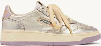 Autry SNEAKERS MEDALIST LOW SUPER VINTAGE IN PELLE PLATINO E LILLA