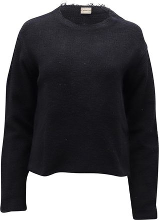 Simon Miller Frayed Neckline Sweater in Black Cotton