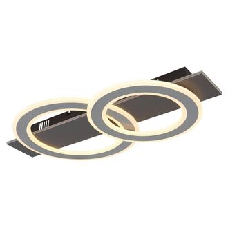 Netlighting Jayden 2 Ring Semi Flush Ceiling Light Anthracite 2x LED 3000K in Grey