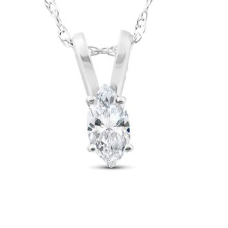 Pompeii3 1/8ct Fancy Marquise Diamond Solitaire Pendant 14K White Gold