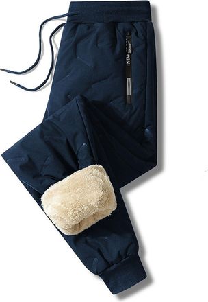 Generic Upgraded Fleece Lined Pants Men Winter Warm Water Resistant Sweatpants Sherpa Lined Track Pants with Zipper Pockets (UK, Alpha, M, Regular, Regular, B