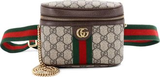 Gucci Marsupio Ophidia piccolo in tela cerata GG con catena - Marrone