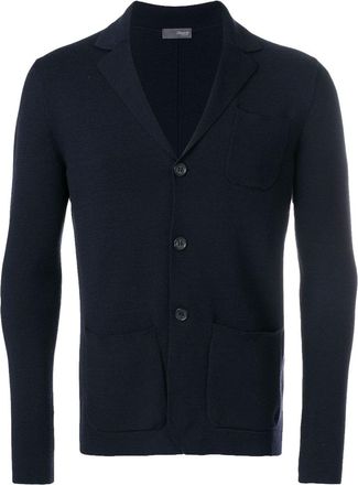Drumohr Navy Blue Knit Wool Blazer