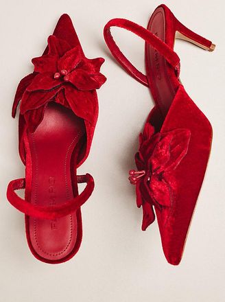 Farm Rio Flower Velvet Slingback Heels