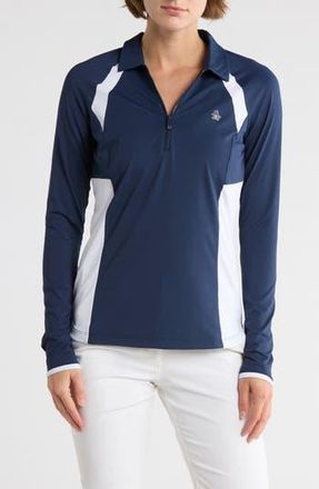 Original Penguin Colorblock Half Zip Polo in Black Iris at Nordstrom Rack, Size X-Small