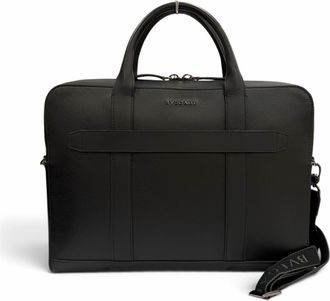 Bulgari Black Leather Nylon Briefcase (Pre-Owned)