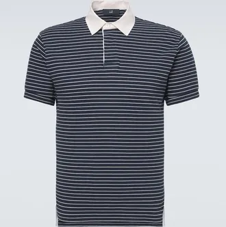 Dunhill Striped cotton piqu&eacute; polo shirt