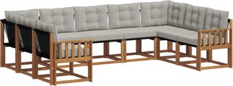 vidaXL Conjunto De Sof&aacute;s De Exterior 9 Uds. Gris Natural Y Claro Vidaxl